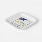 卒業式2025メタリックフェイクネイビー金ゴールドスクリプト ペーパープレート (傾斜あり)