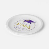 卒業式2025メタリックフェイクパープル金ゴールド ペーパープレート (アングル)