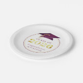 卒業式2025メタリックフェイクマルーン金ゴールド ペーパープレート (アングル)