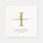 卒業式2025モノグラム名グラードパーティー紙 スタンダードカクテルナプキン (正面)