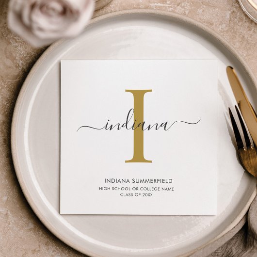 卒業式2025モノグラム名グラードパーティー紙 スタンダードカクテルナプキン