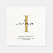 卒業式2025モノグラム名スクリプトグラードパーティー スタンダードカクテルナプキン (正面)