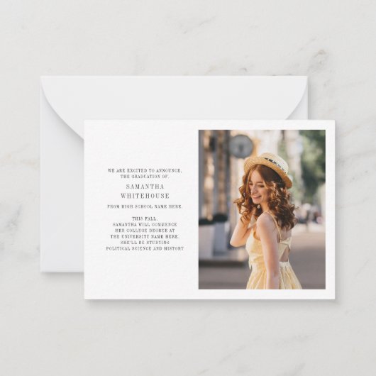 卒業式2025写真の卒業発表 ノートカード (裏面)