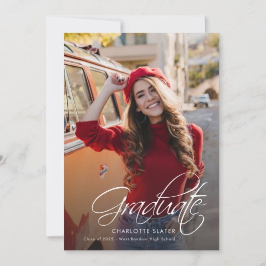 卒業式2025写真エレガント書 案内状 (正面)