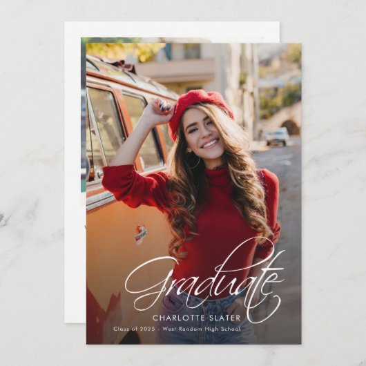 卒業式2025写真エレガント書 案内状 (正面/裏面)