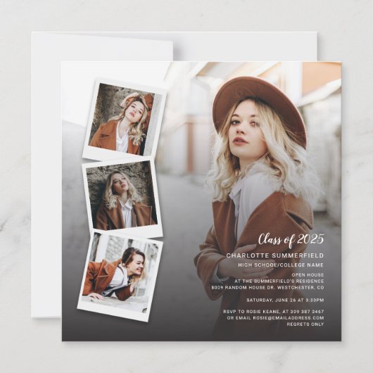 卒業式2025写真オープンハウスパーティー マグネット招待状 (正面)