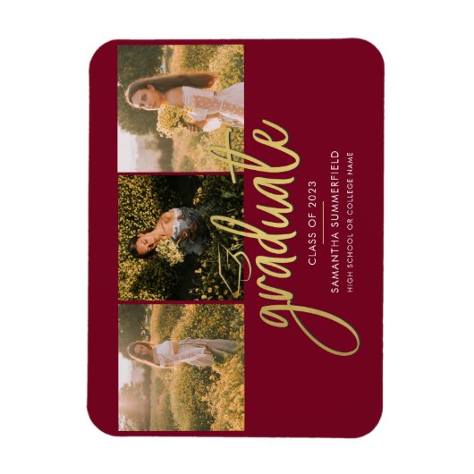 卒業式2025写真コラージュの卒業発表 マグネット (縦)