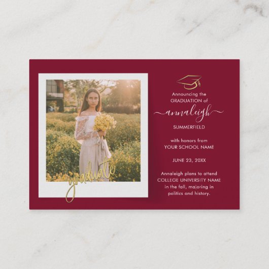 卒業式2025写真コラージュの発表 エンクロージャーカード (裏面)