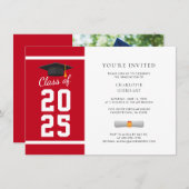 卒業式2025写真ミニマリストグラードパーティー 招待状 (正面/裏面)