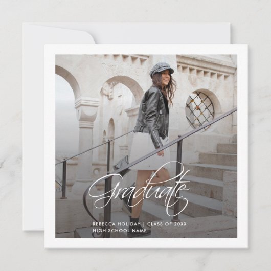 卒業式2025写真モダン卒業発表 ノートカード (正面)