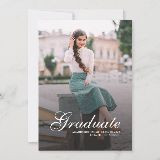 卒業式2025写真モダン卒業発表 案内状 (正面)