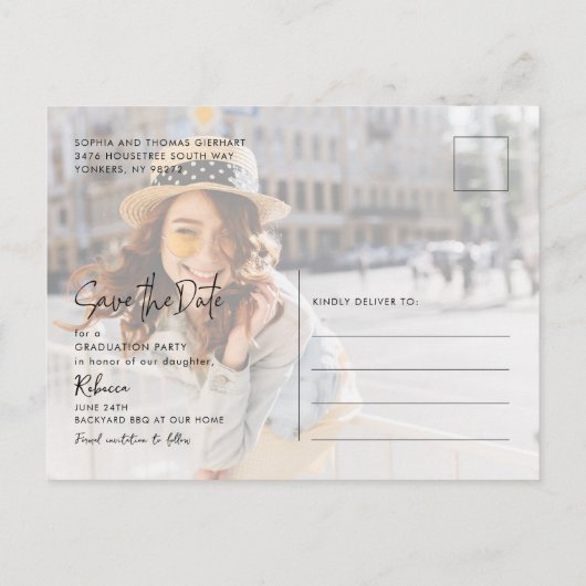 卒業式2025卒業日の写真を保存 案内ポストカード (裏面)