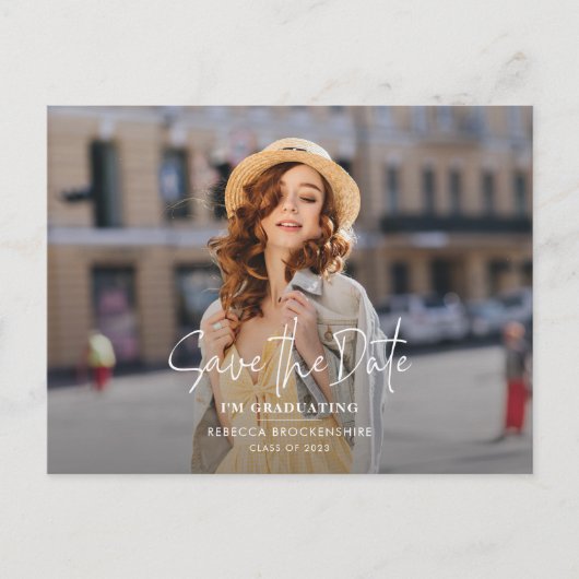 卒業式2025卒業日の写真を保存 案内ポストカード (正面)