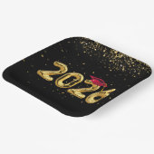 卒業式2025年金ゴールド風船と赤い帽子 ペーパープレート (傾斜あり)