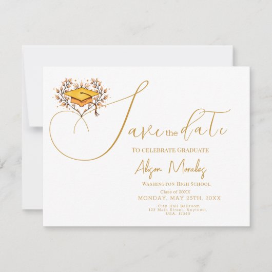 卒業式2025日付金ゴールド上限の保存 セーブザデート (正面)