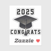 卒業式2025白黒キャップおめでとう シール (シート)