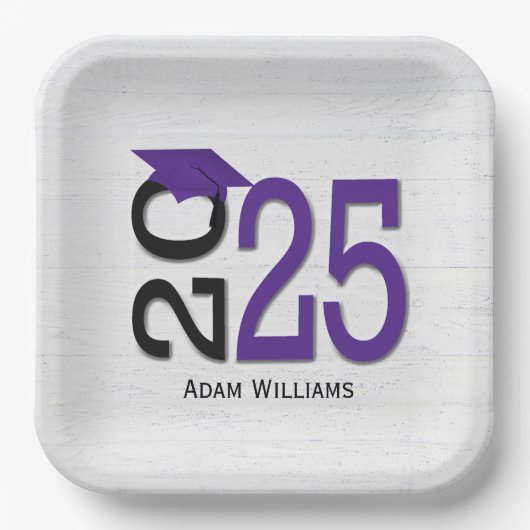 卒業式2025紫と黒の木 ペーパープレート (正面)