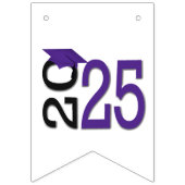 卒業式2025紫のキャップの黒 バンティングフラッグ (第1の旗)