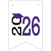 卒業式2025紫のキャップの黒 バンティングフラッグ (第3の旗)