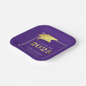 卒業式2025紫メタリックフェイク金ゴールド ペーパープレート (傾斜あり)