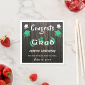 卒業式2025緑と白のぼやけ文字 スタンダードカクテルナプキン (インサイチュ)