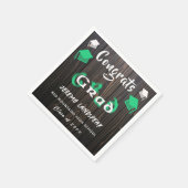 卒業式2025緑と白のぼやけ文字 スタンダードカクテルナプキン (角)