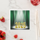 卒業式2025緑と金ゴールドスクールカラー スタンダードカクテルナプキン (インサイチュ)