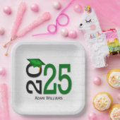 卒業式2025緑と黒の木 ペーパープレート (パーティー)