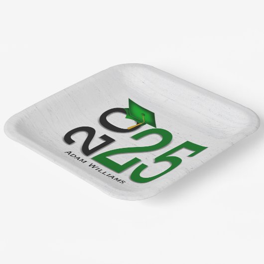 卒業式2025緑と黒の木 ペーパープレート