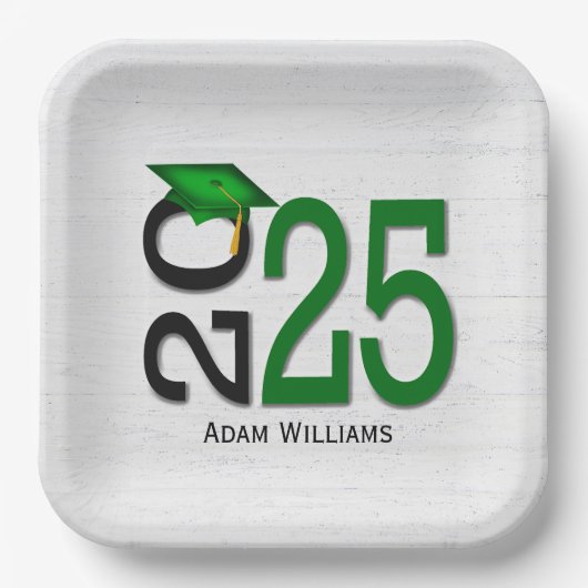 卒業式2025緑と黒の木 ペーパープレート (正面)