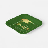 卒業式2025緑の金属フェイク金ゴールド ペーパープレート (傾斜あり)