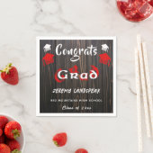 卒業式2025赤と白のぼやけ文字 スタンダードカクテルナプキン (インサイチュ)