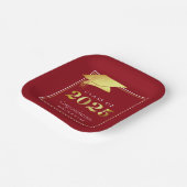 卒業式2025赤メフェイクタル金ゴールド ペーパープレート (傾斜あり)