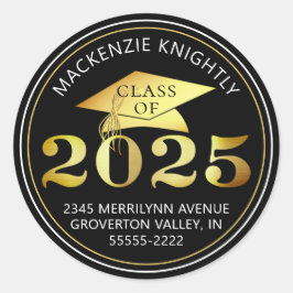 卒業式2025金フェイク箔差出人住所 ラウンドシール