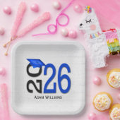 卒業式2025青と黒の木 ペーパープレート (パーティー)