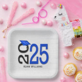 卒業式2025青と黒の木 ペーパープレート (パーティー)