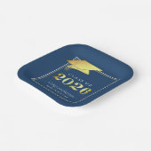 卒業式2025青フェイク金ゴールドまたはカスタム色 ペーパープレート (傾斜あり)