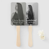 卒業式2025,2枚の写真のスクリプモダントシンプル ハンドファン (正面&裏面)