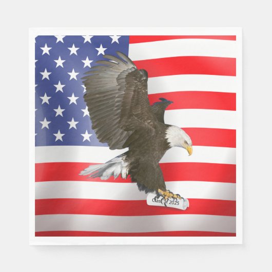 卒業式2025 Bald Eagle with Diploma スタンダードランチョンナプキン (正面)