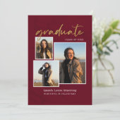 卒業式2025 Photo Collage Burgundy Grad 案内状 (スタンド正面)