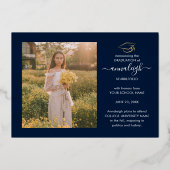 卒業式2025 Photo Collage Gradバラ金ゴールド 箔招待状 (裏面)