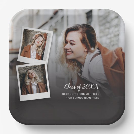 卒業式2025 Photo Collage Gradパーティー ペーパープレート (正面)