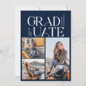 卒業式2025 Photo Collage Navy Blue Gradパーティー 招待状 (正面)