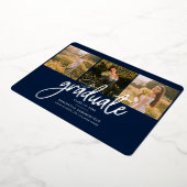 卒業式2025 Photo Collage Scriptネイビーシルバー 箔招待状 (回転した状態)