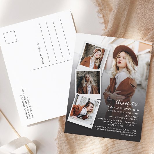 卒業式2025 Photo Collage Script Gradパーティー インビテーションポストカード