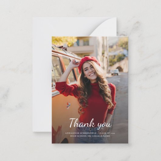 卒業式2025 Photo Gradありがとうフォトカード ノートカード (正面)