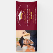 卒業式2025 Photo Grad Cap Burgundy 横断幕 (縦)