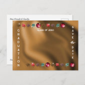 卒業式2025 Photo Red Disco Ball Save the Date ポストカード (正面/裏面)