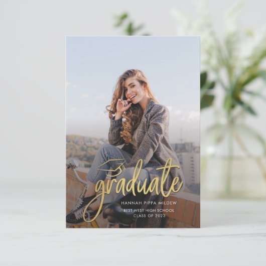 卒業式2025 Scriptフォトグラードパーティの招待状 エンクロージャーカード (スタンド正面)