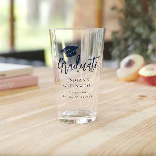 卒業式2025 Script Navy Blue パーソナライズされた Grad タンブラーグラス